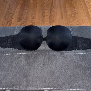 🩷🖤🩷 BLACK Victoria’s Secret Angels STRAPLESS Push Up Padded Bra 36B 🩷🖤🩷